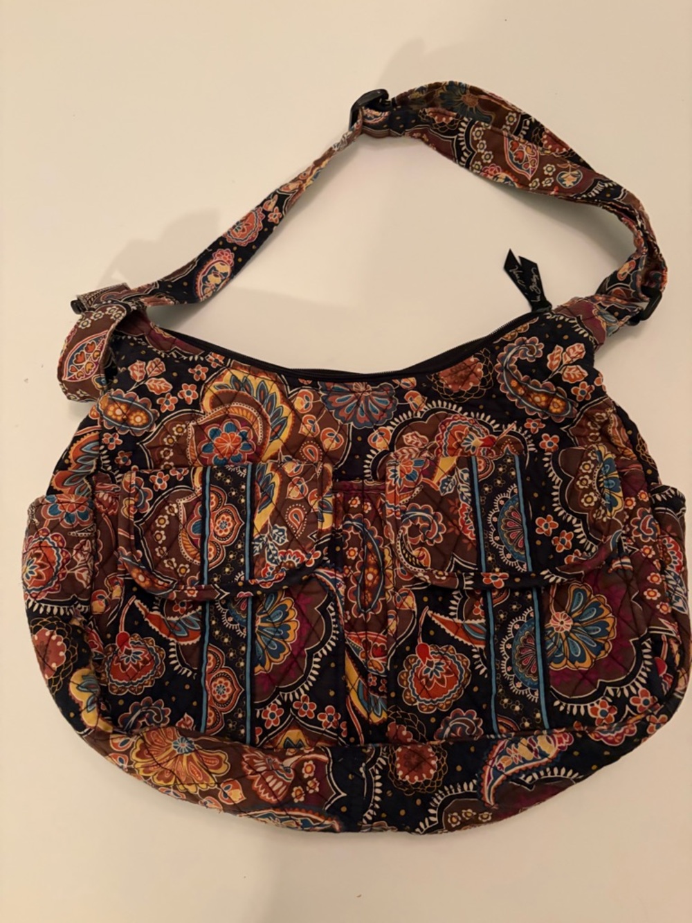 Vera Bradley Paisley Shoulder Bag in Black, Brown & Teal